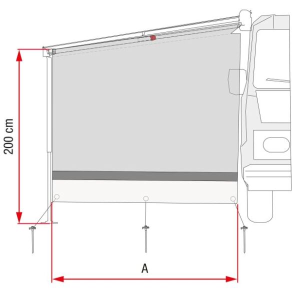 Fiamma Seitenwand Sun View Side, 230 cm, für Markise F45/F65/F80