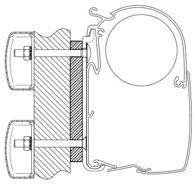 Adapter-Set Dethleffs Globebus für Thule Omnistor Serie 5 und 8, Länge 3,5 m 90 677