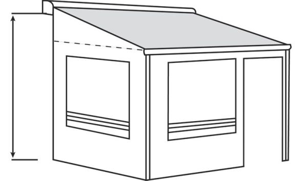 Gemessen von der Unterkante der  Markisen-Kassette bis zum Boden