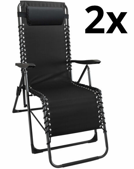 Relaxliege anthrazit, klappbar 2er Set 613-401077